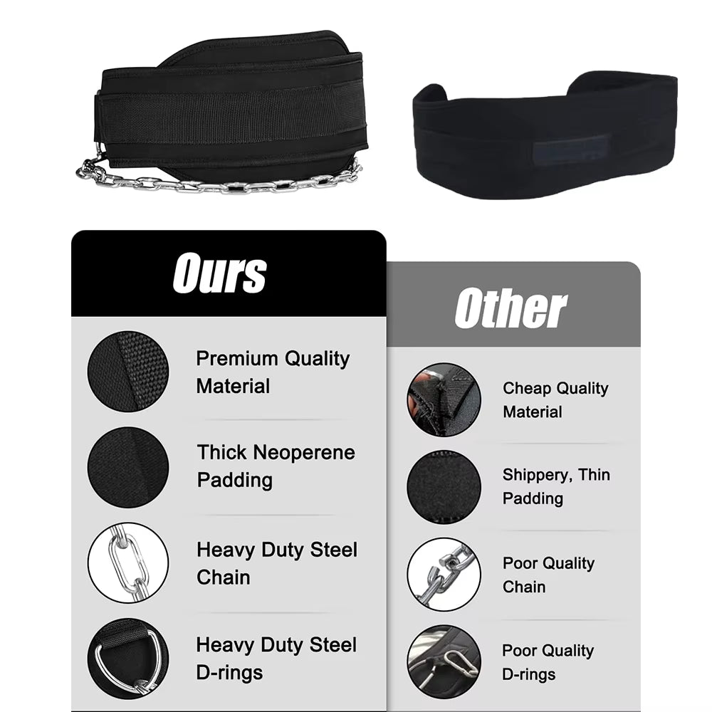 【Heavy Duty Steel Chain】Dip Belt Weightlifting Belt - Adjustable for Pull Ups, Dips, Gym Fitness, 136Kg Capacity