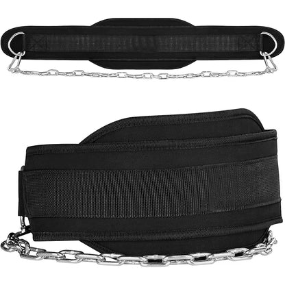 【Heavy Duty Steel Chain】Dip Belt Weightlifting Belt - Adjustable for Pull Ups, Dips, Gym Fitness, 136Kg Capacity