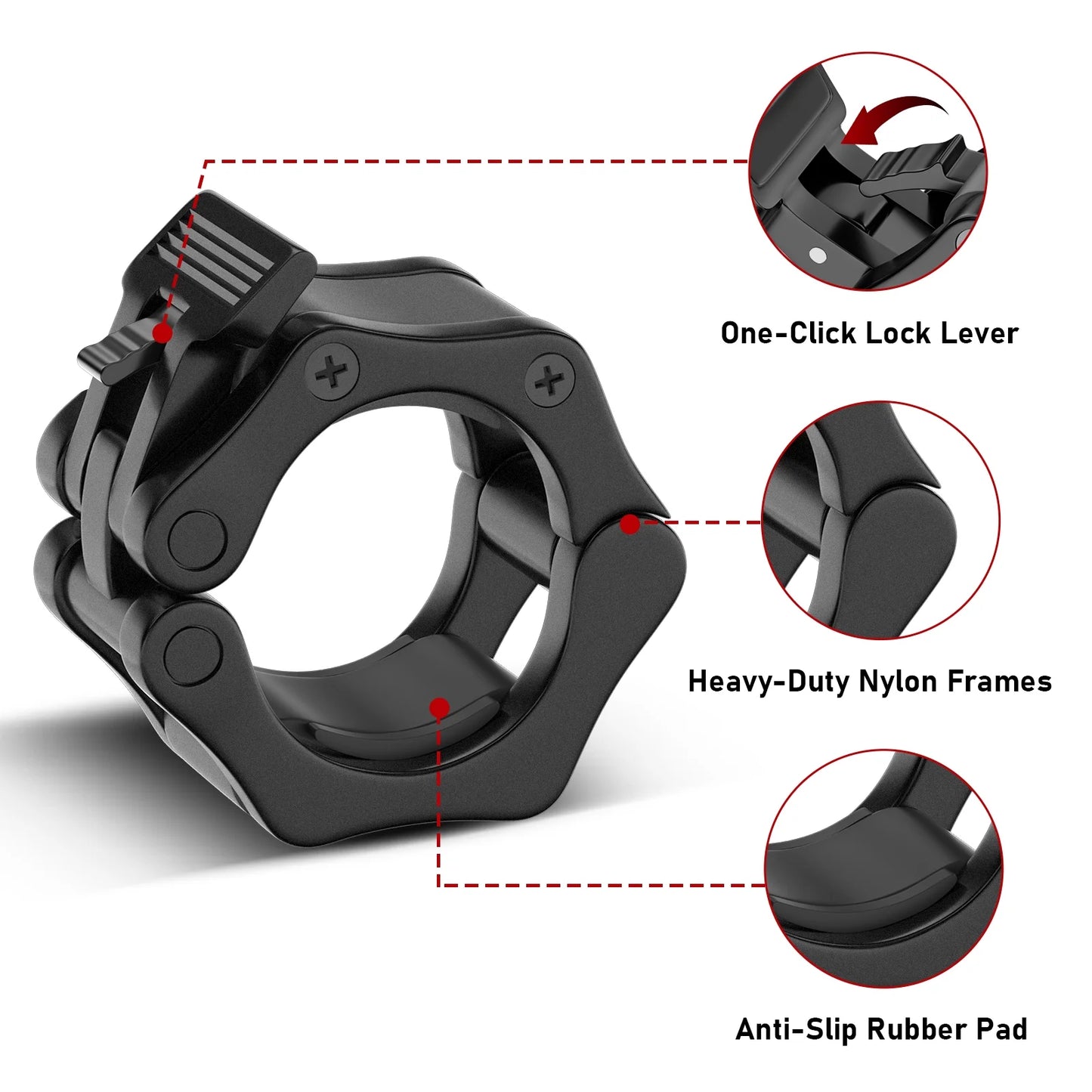 Barbell Collar Barbell Clamps 2 Inch Barbell Clips 2Pcs Quick Release for Weightlifting Bar