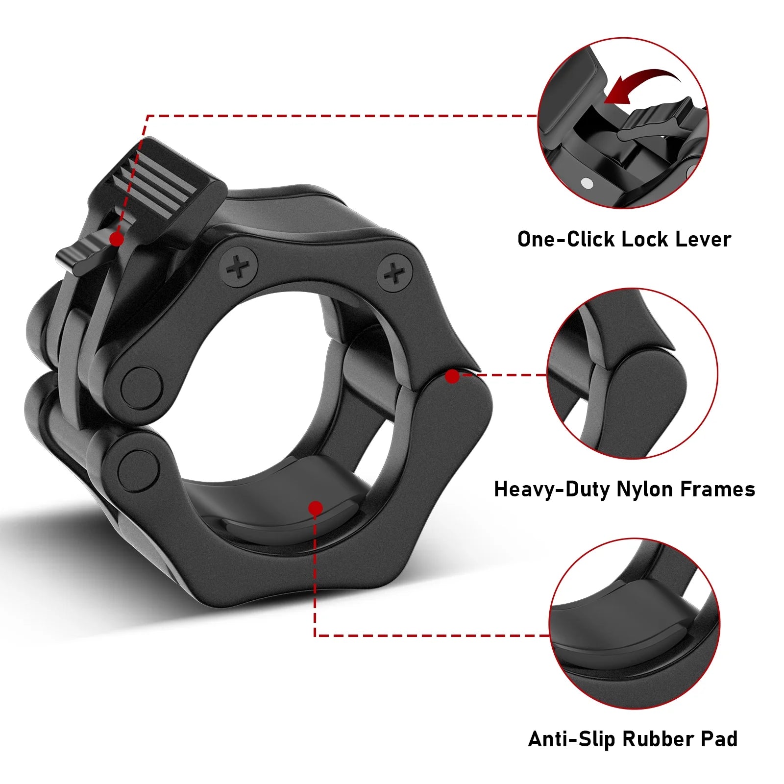 Barbell Collar Barbell Clamps 2 Inch Barbell Clips 2Pcs Quick Release for Weightlifting Bar