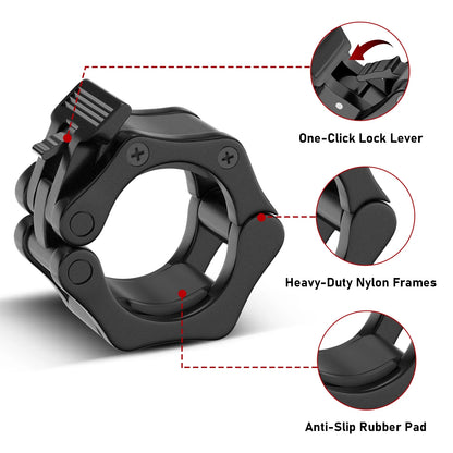Barbell Collar Barbell Clamps 2 Inch Barbell Clips 2Pcs Quick Release for Weightlifting Bar